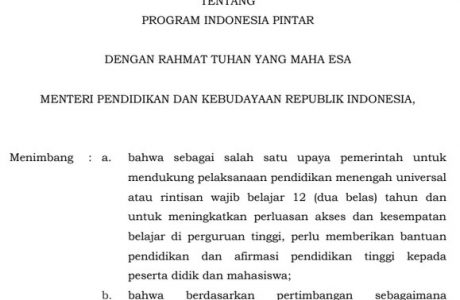 Permendikbud Nomor 10 Tahun 2020 tentang Program Indonesia Pintar