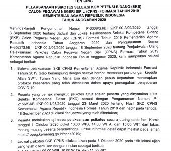 Jadwal dan Tata Tertib Psikotes SKB CPNS Formasi Tahun 2019 Kemenag